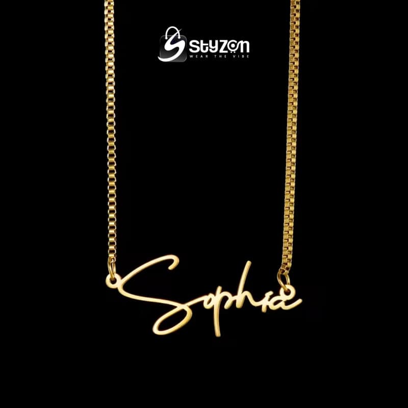 Styzon Custom Name Necklace – Personalized Gold Script thumbnail 3