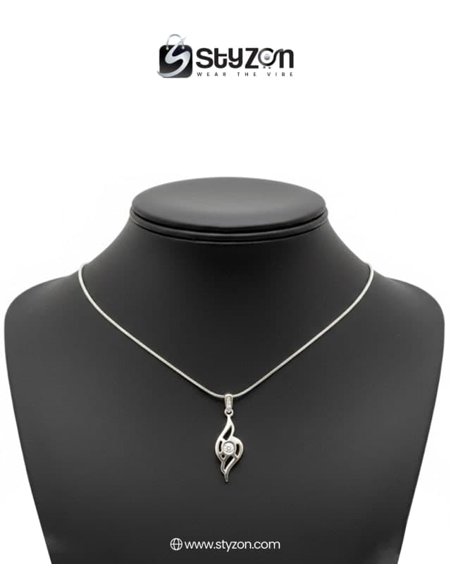 Styzon Crystal Flame – Abstract Ribbon Pendant